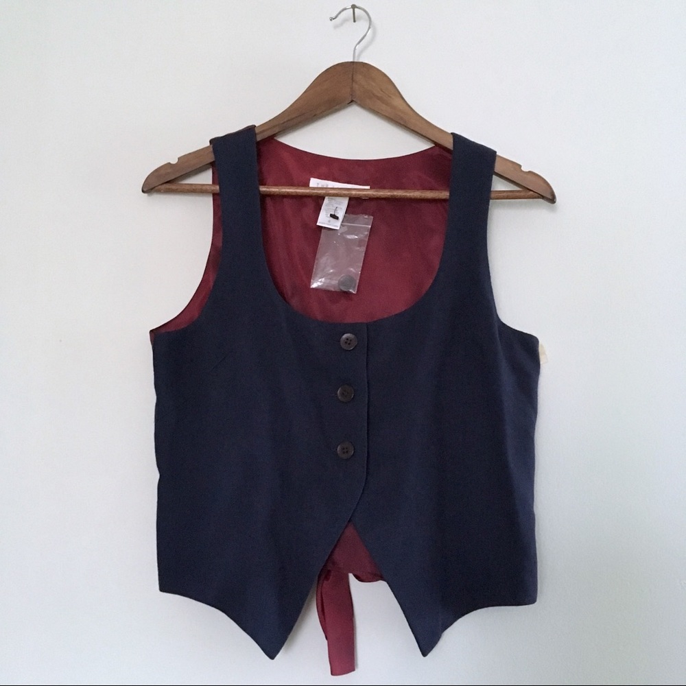 The Limited · Wool Blend Navy & Red Fashion Vest